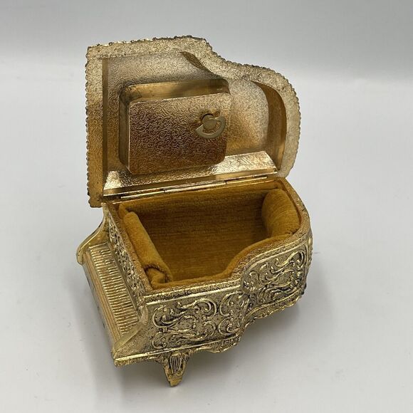 Vintage SANKYO Art Of Chokin Grand Piano Music Box WORKS 1940 - 1960 Japan Bird - Picture 13 of 13